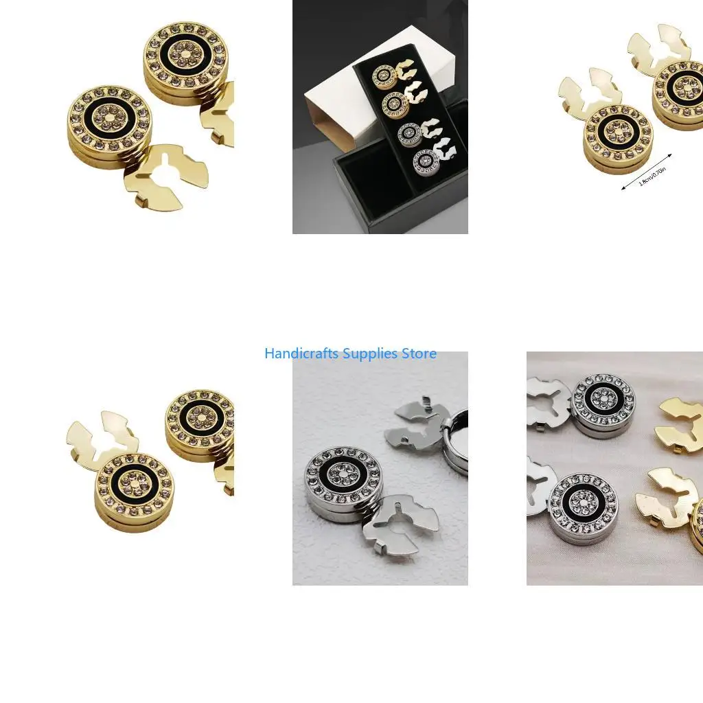R1WA 1 Pair Man Korean Styles Cufflinks Rhinestones Button Covers for Daily