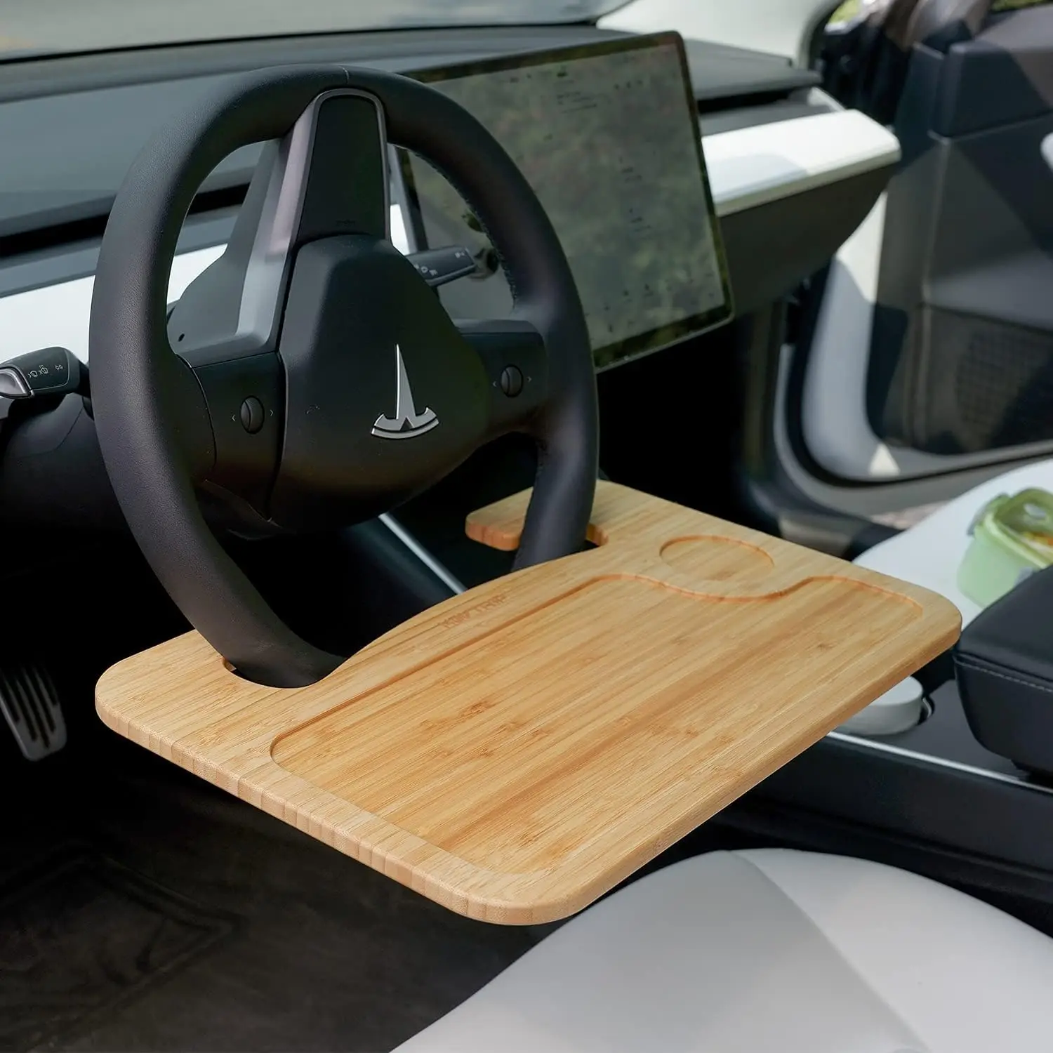

2 in 1 Bamboo Car Steering Wheel Tray Steering Wheel Table Desk with Pen Holder for Eating Laptop Multipurpose Portable Table