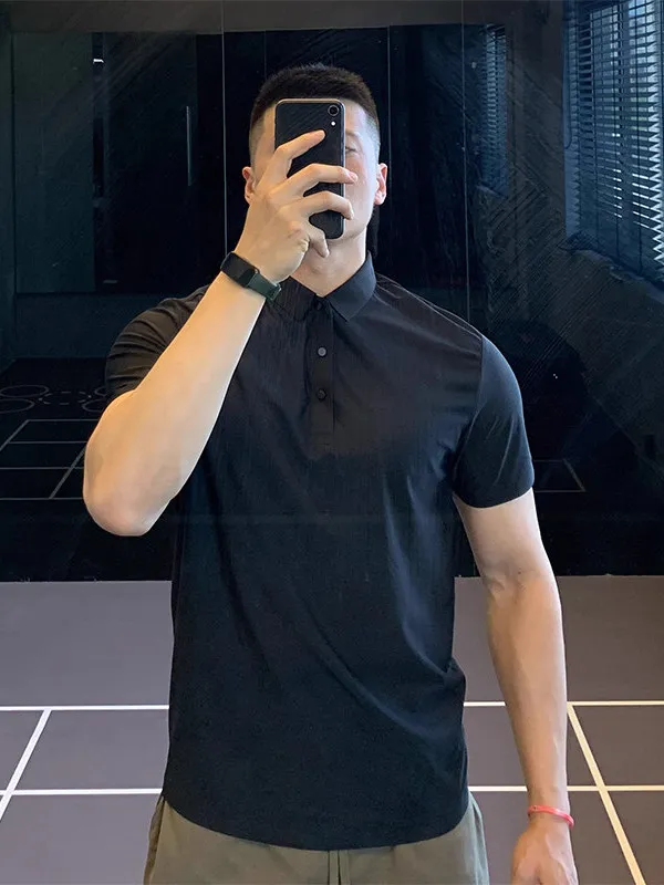 

Large Size American Simple Fitn irt Men's Summer Ice Silk Breathable ort Sve T-irt Cool Feeling Sweat n...