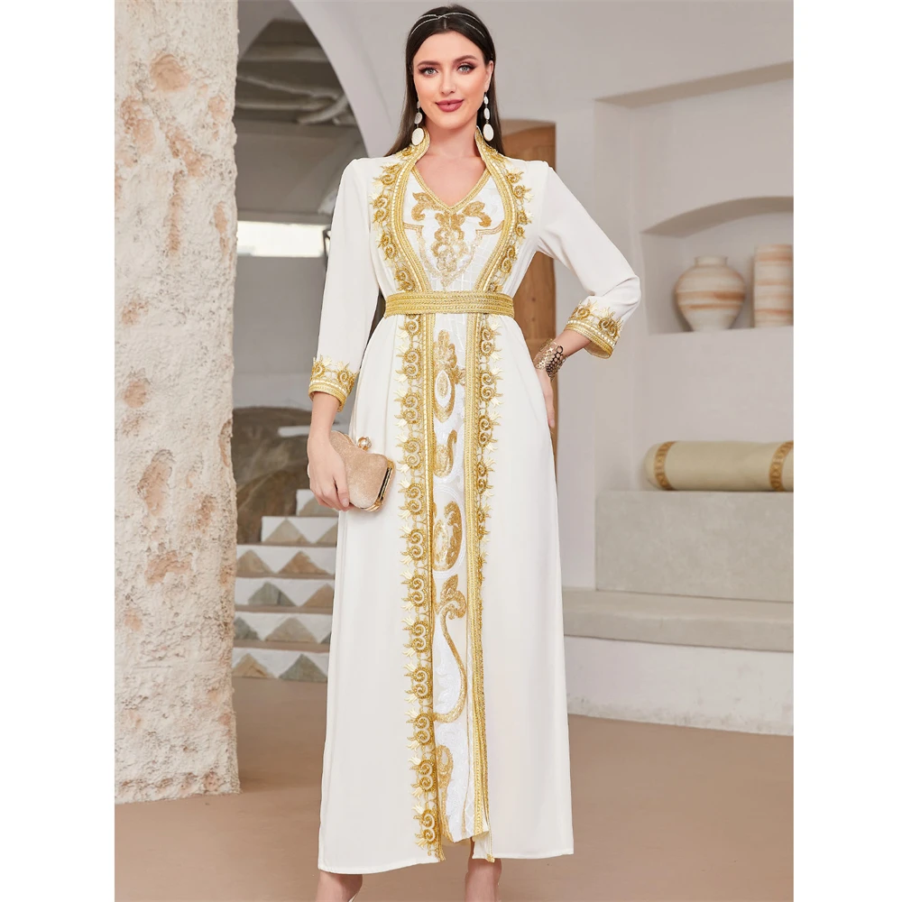 Luxury Party Evening Morocco Elegant Women Muslim Abaya Lace Sequins Long Maxi Dress Turkey Arabic Dubai Kaftan Vestido Party