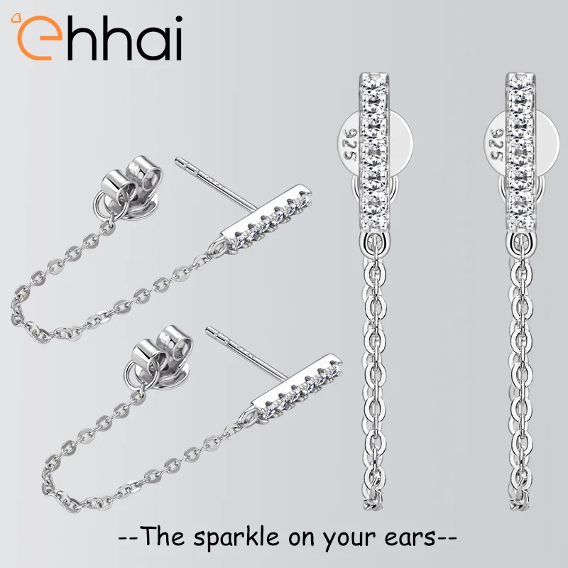 

Сертифицированные Ehhai GRA 1,4 мм муассанитовые цепочки с кисточками, серьги-гвоздики для пирсинга для женщин, настоящее серебро 925, ювелирные изделия, подарки