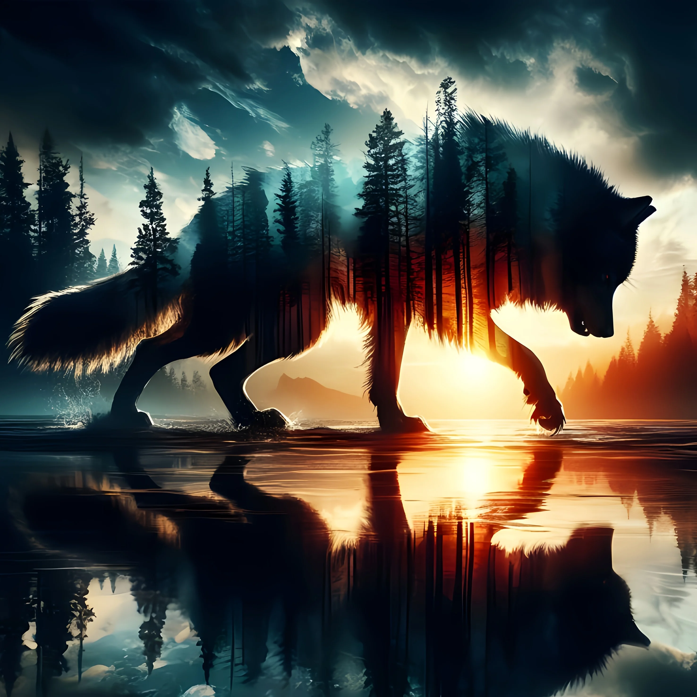 

Twilight Forest Wolf 5D Diamond Painting Kit, Diamond Art Craft for Home Wall Decoration
