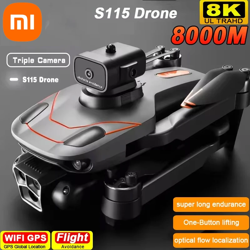 

Xiaomi S115 Drone 4K HD Dual LensOptical Flow Hover Photography RC Plane Brushless Motor Foldable Quadcopter Gifts Toys