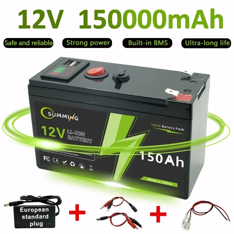 

12 В 18650 Батарея 150 Ач Литиевая батарея LiFeP04 с BMS 4000 + циклы Идеально подходит для солнечного эхолота с электроприводом на колесах Лодка для дома RV️
