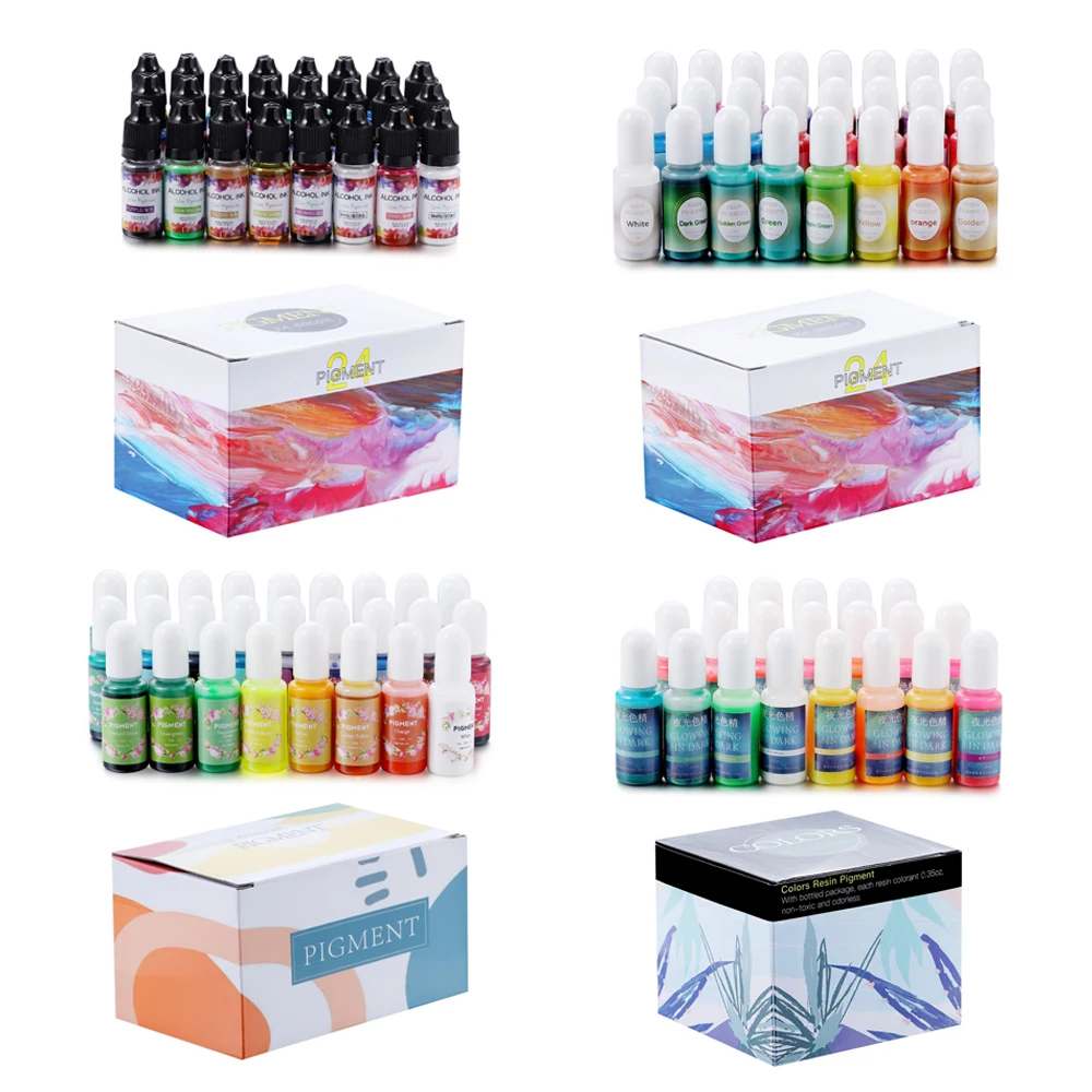 

6-26Colors UV Epoxy Resin Pigment Kits Mica Powder Silicone Mold Liquid Colorant Dye Resin Jewelry for DIY Epoxy Resin Crafts