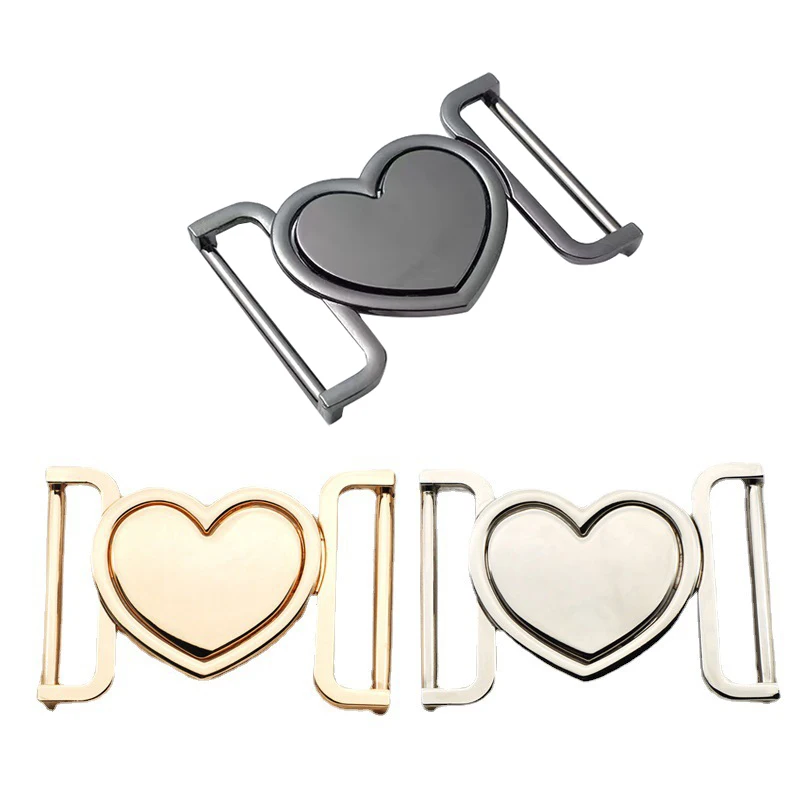 

Metal Alloy Heart Buckle Gold Sliver Black Decorative Belt Buckle 40mm Fastener For Coats Leather Craft Backpack Strap Webbing