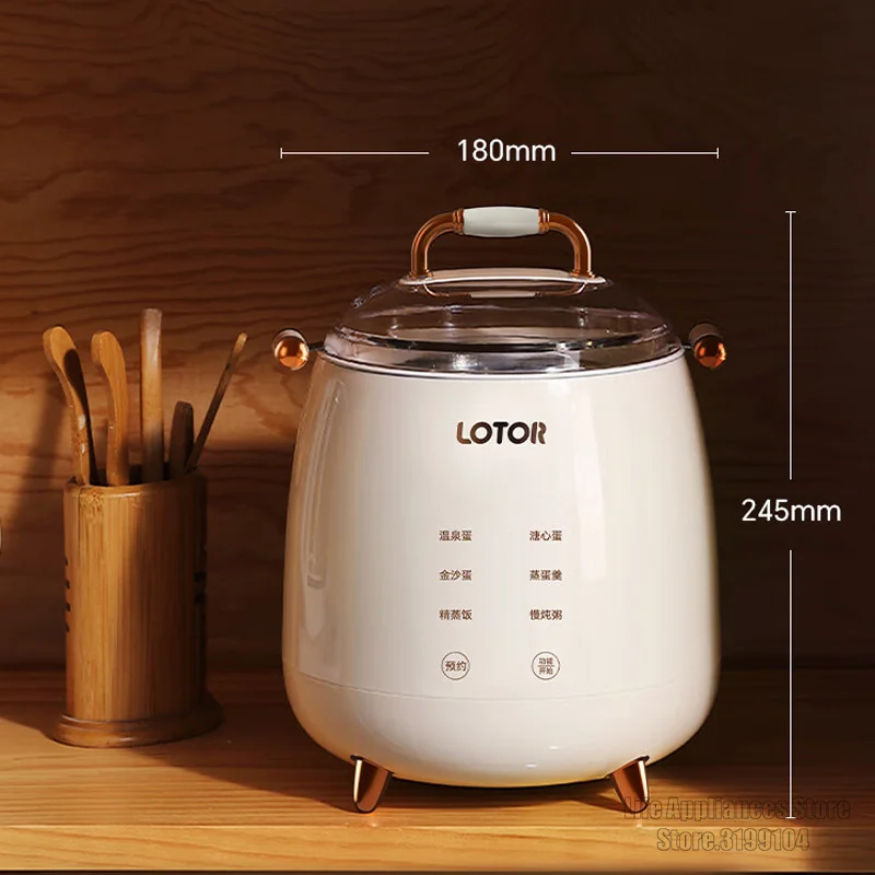 LOTOR Electric Egg Cooker Automatic Steamer Multifunction Steaming Rice Egg Custard Cooking Porridge For Kitchen