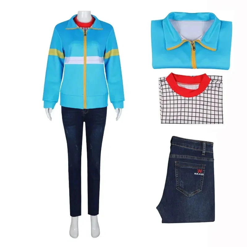 

♥Halloween Cosplay Costume Men Women Max Mayfield Mike Eleven Lucas s Hell Fire Club Uniform Blue Sweater New 2026 Topspeed Cos