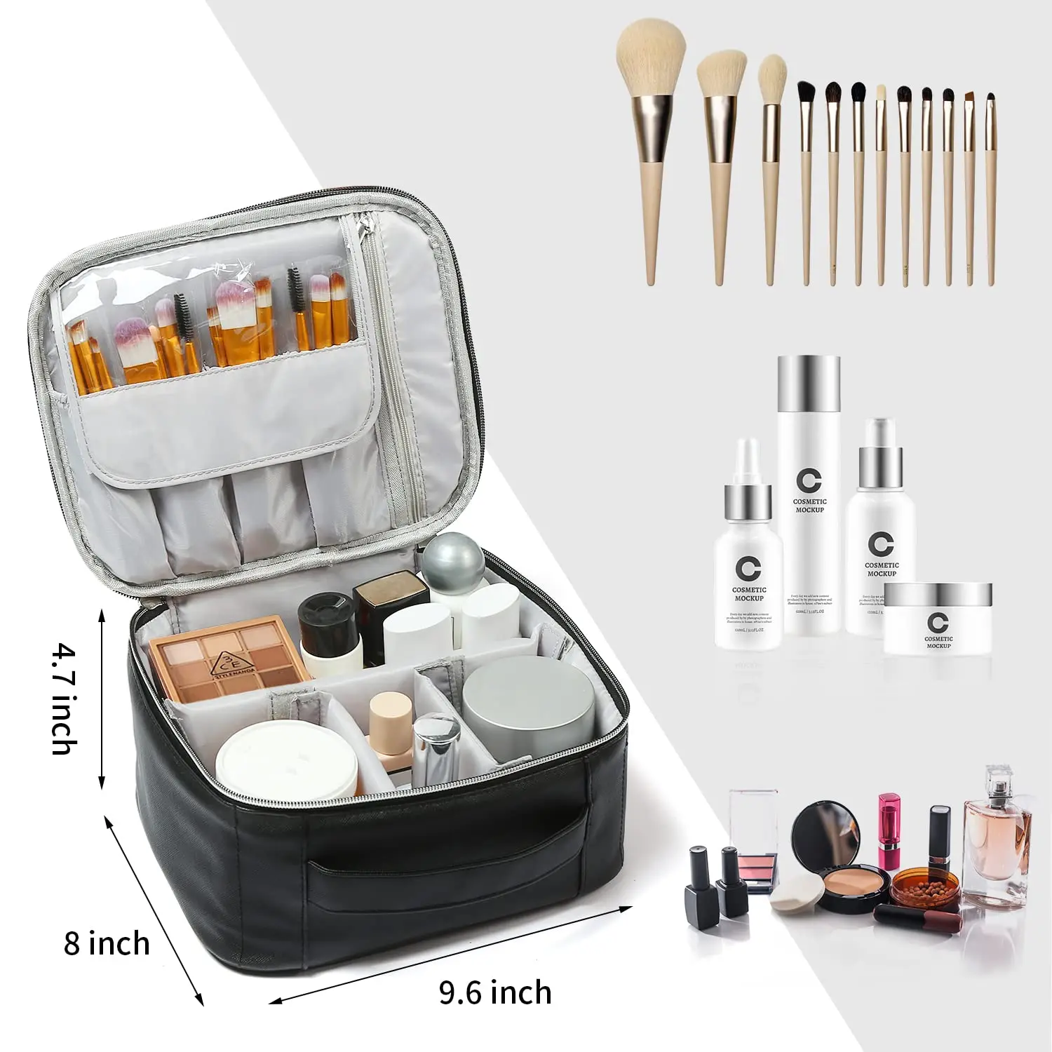 Borsa per il trucco portatile borse per cosmetici da viaggio borsa per il trucco di piccoli cosmetici per le donne borsa con cerniera per ragazze organizzatore impermeabile carino