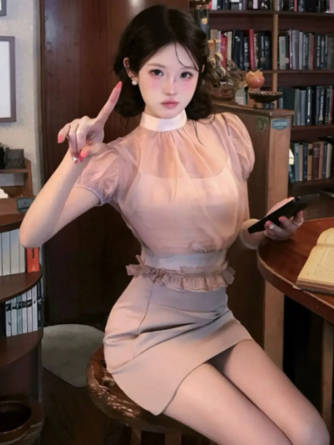 

Gentle Wind Unique Super Beautiful Two-Piece Set Half Skirt Bodycon Summer Fashion Ensemble Short Sleeve Comfortable Cotton