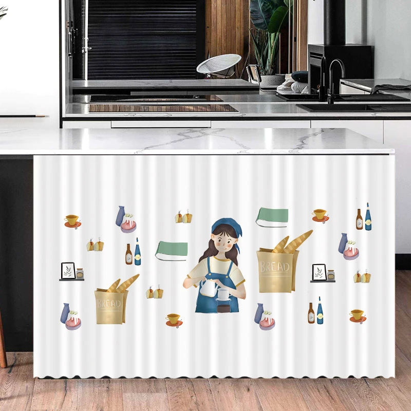 VIKAMA Kitchen Cooking Quote Cabinet Curtain, 6 Designs, Cupboard Decor for Kitchen Living Room