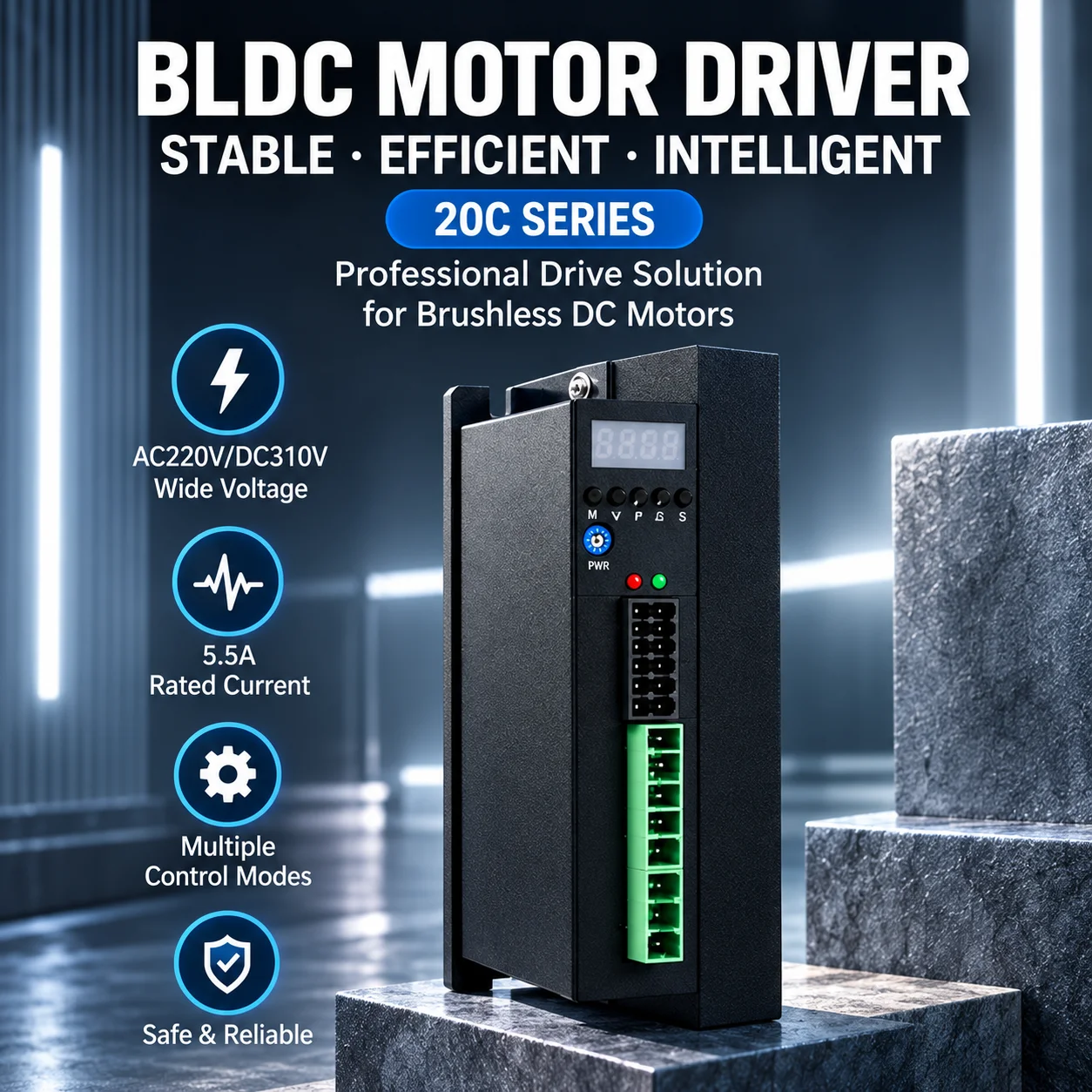 20C Series High Voltage BLDC Motor Speed Controller RS485 CAN Communication Driver For CNC AGV Conveyor And Automation Equipment