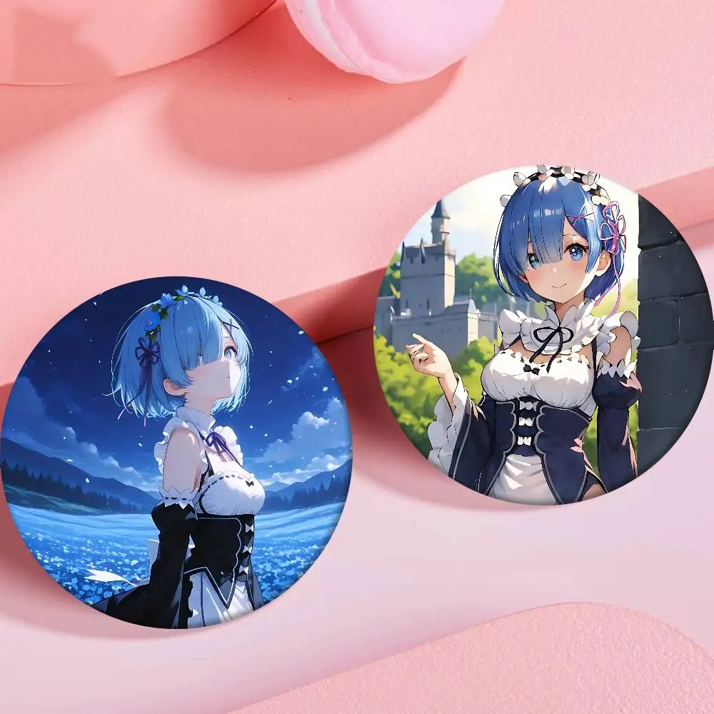 Re Zero R-Rem Badges 32/44/58mm Round Cartoon Brooches Handmade Pins For Backpack Jewelry Accessories Gifts Creative Badge