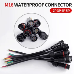 5/20Pcs M16 Waterproof 2 3 4 5 Pin IP65 Cable Wire Plug for LED Strips Male and Female Jack 22mm nut Connector 20CM OD 6mm