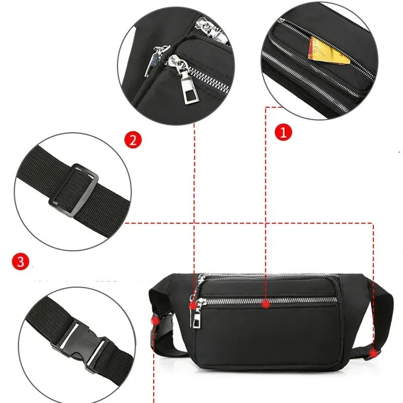 Fashion Oxford Cloth Waist Bag Zipper Chest Bag Sport Travel Girl Belly Pocket Hip Bum Bag Fashion Phone Pack for Women