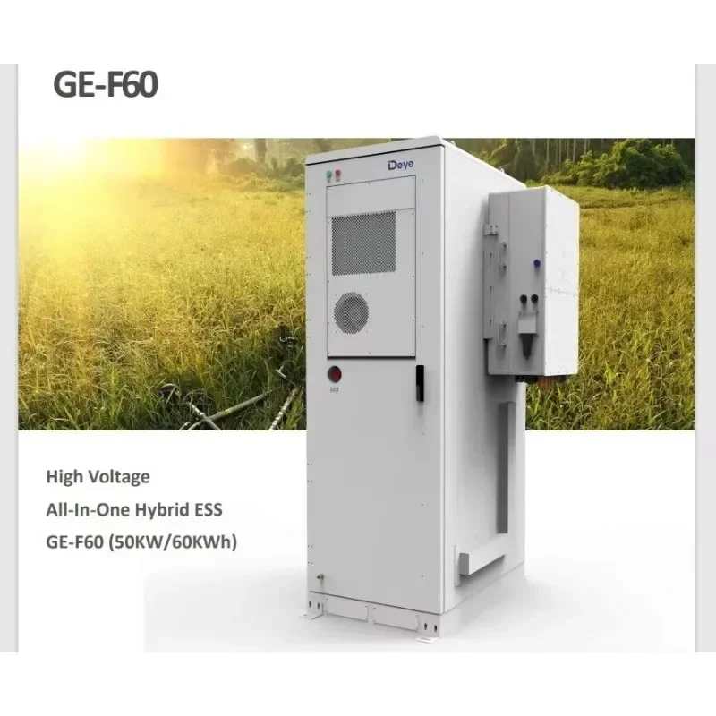 Deye GE-F60 Inverter solare ESS ibrido tutto in uno trifase ad alta tensione da 50KW con batteria LFP da 60KWh per sistemi energetici