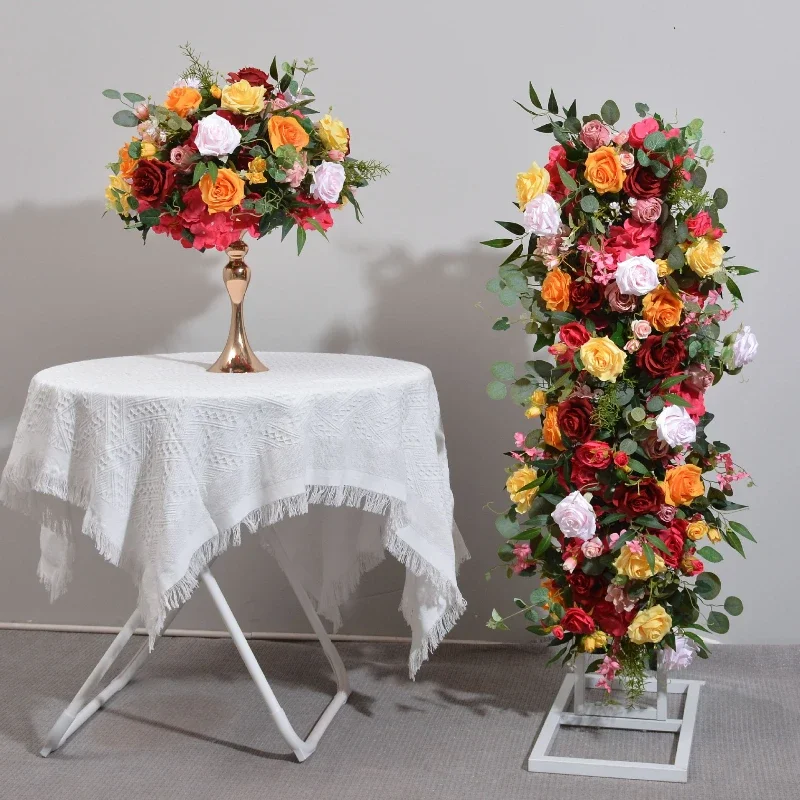 100X40CM Artificial Flower Rose Ball Wedding Venue Decoration Table Flower Wedding Arch Decoration Orange Table Flower