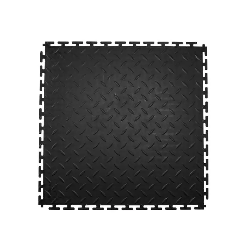 

Garage Floor Tiles Interlocking, 16 Pack 20.2 x 20.2 x 0.2 in Interlocking Modular Garage Flooring Tiles, Diamond Plate Slip-Resistant PVC Mats for Workshop,Warehouse,Tool Room, Black