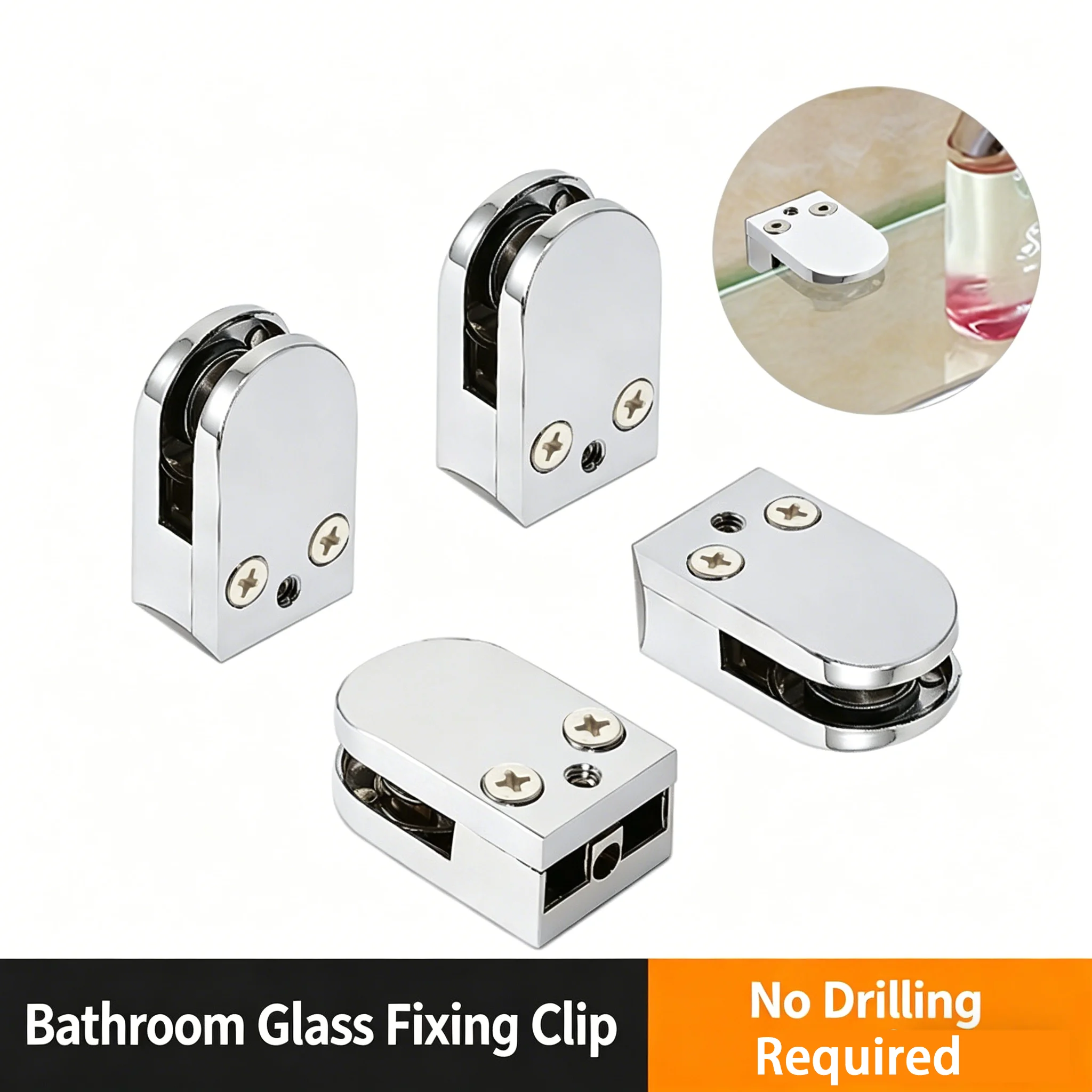 

6pcs 304 Stainless Steel Glass Clamps Adjustable Brackets For 6‑12mm Glass Staircase Handrail Shelf Hardware
