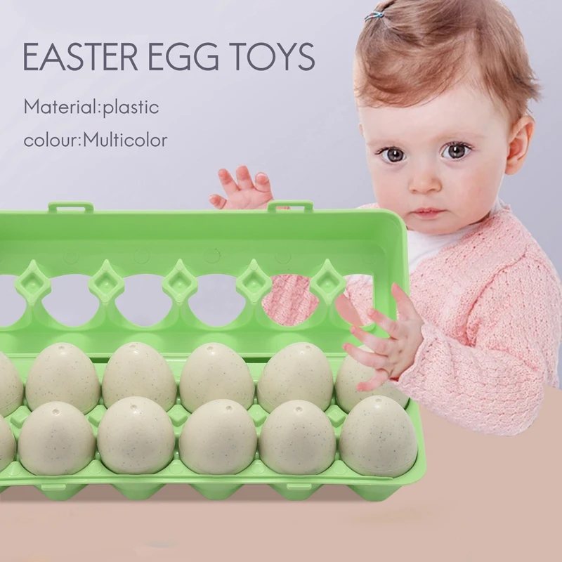 12Pcs Easter Dinosaur Eggs Sensory Early Learning Fine Motor Skills Toys Educational Color Shape Puzzle Gifts