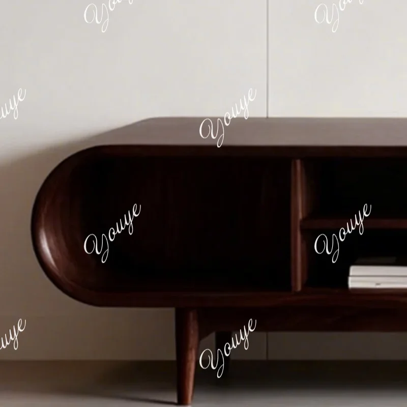 J جديد الصينية الجوز الأسود خزانة التلفزيون خشب متين غرفة المعيشة خزانة بسيطة الشمال سجل شقة صغيرة خزانة جانبية #5