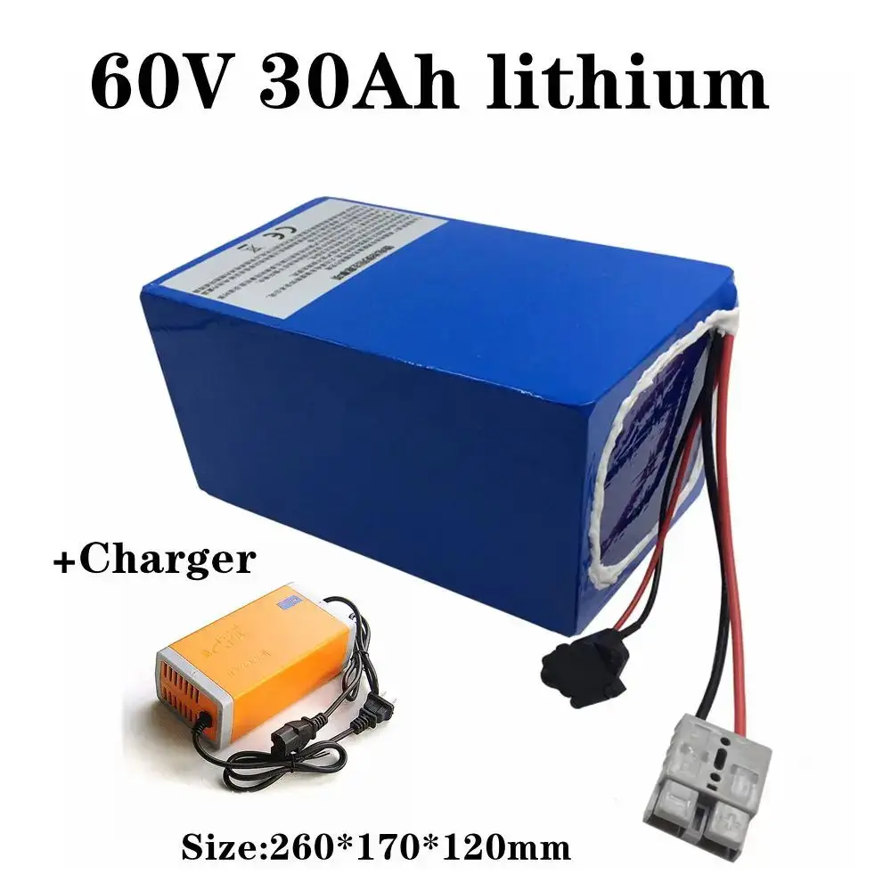 60v 30ah lithium ion battery 18650 BMS 17S 62.9V li ion battery for 2000w 2500w scooter bike Tricycle Motorcycle +5A charger