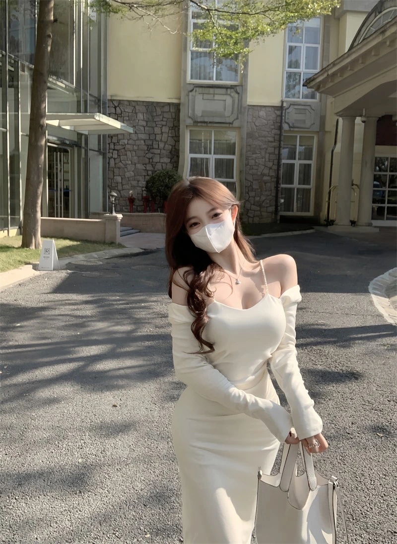 Dresses Long Sleeved Womens Dress Y2K Spring Silk Perspective Sheer See-Through Transparent Ditsy Layered Artistic Modern Simple