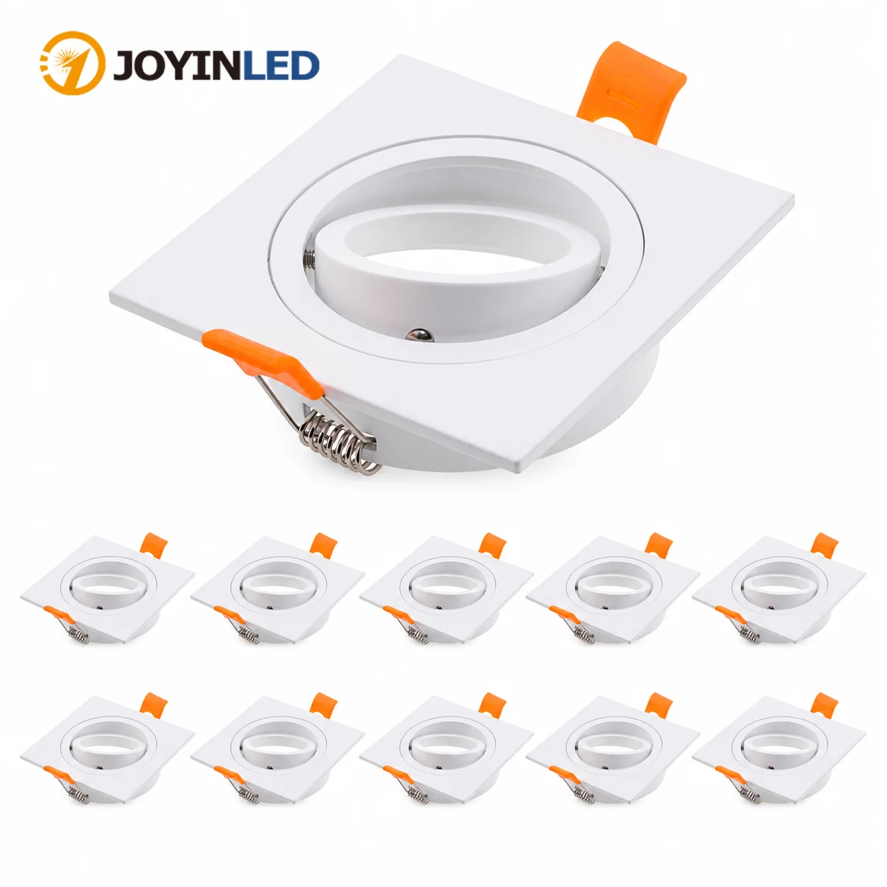 JOYINLED Square Fixture Holders Adjustable Downlight Cutout 70mm 2/10PCS Black White LED Spotlights Frame for MR16 GU10 Bulb