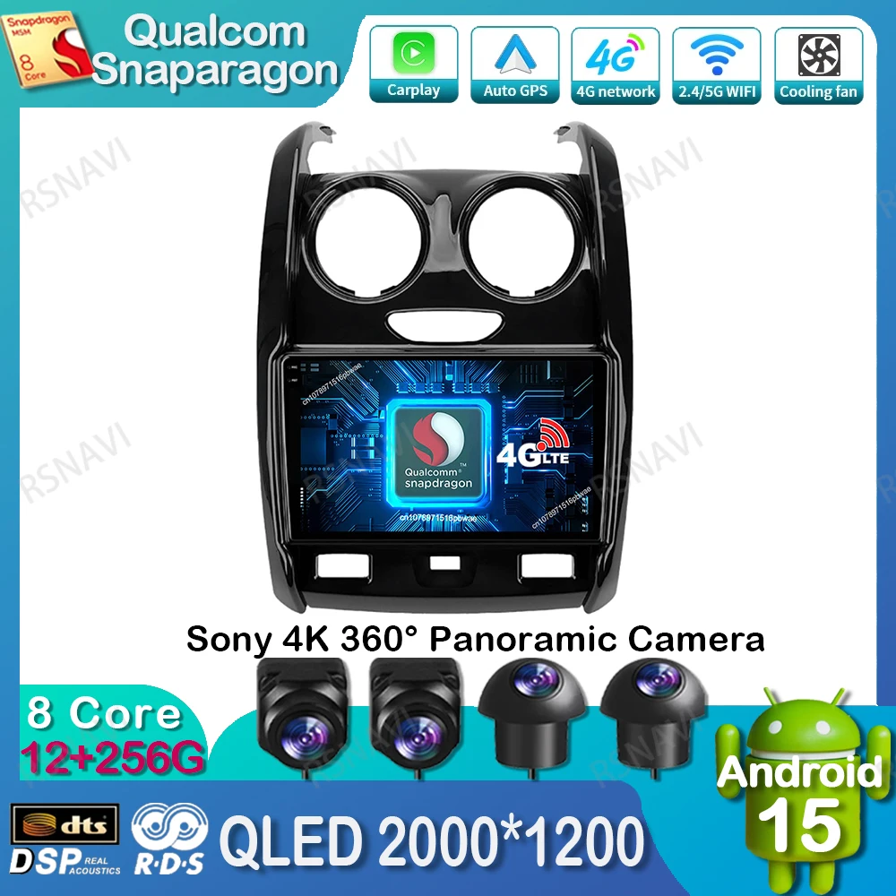 

Android 15 Car Radio For Renault Duster 2015-2021 For Lada Largus 2021 Autoradio 5G WIFI Head Unit Qualcomm DSP GPS Stereo BT