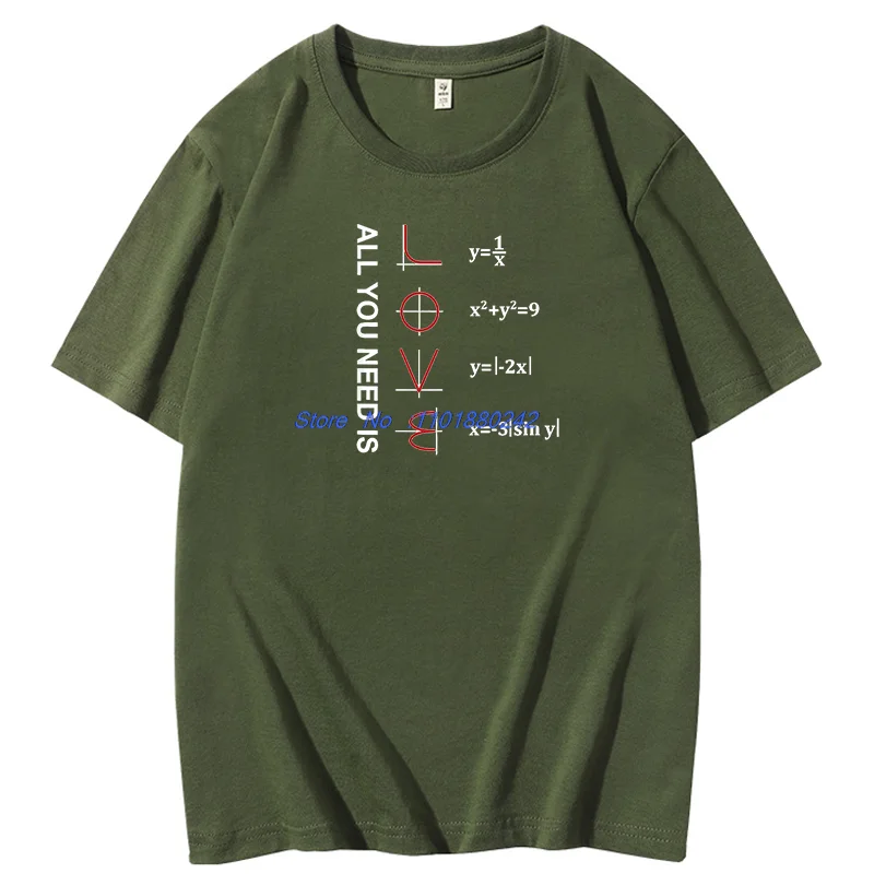 All You Need Is Love Math Equation For Math Graphic T Shirts Summer Cotton Short Sleeve T Shirt Unisex New Shirts And T-Shirts