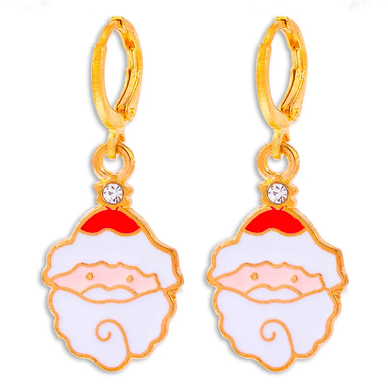 2026 جديد عصري لطيف الكرتون عيد الميلاد إسقاط أقراط المينا سانتا كلوز ثلج القمر معلقة هوب القرط مجوهرات للنساء #2