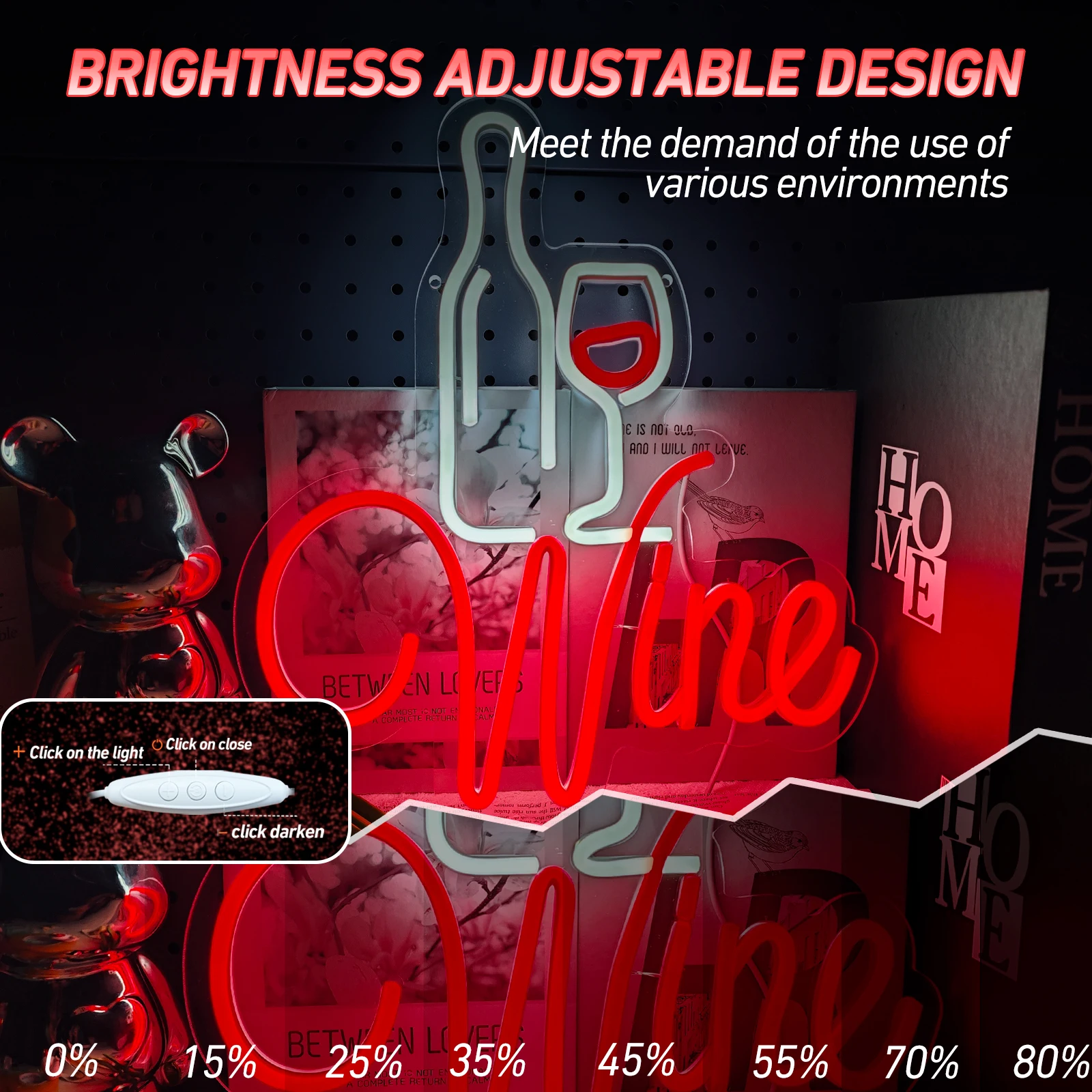 Insegne al neon per vino rosso Insegne al neon a LED Regali per gli amanti del vino Decorazione per feste Home Bar Man Grotta Camera da letto Soggiorno Decor