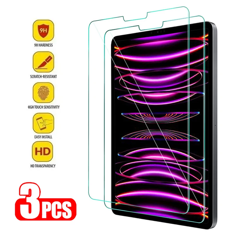 

3PCS Clear Tempered Glass Screen Protector for iPad 10th generation Pro 11 2022 Air 5 4 10.9 mini 6 3 iPad 10.2 9th 8th 7th gen