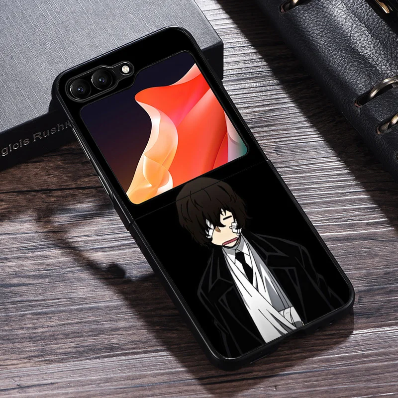 Phone Case For Samsung Z Flip 6 5 4 3 Galaxy ZFlip6 5G Flip5 Flip4 Anime Bungou Stray Dogs Black Hard Camera Protective Cove