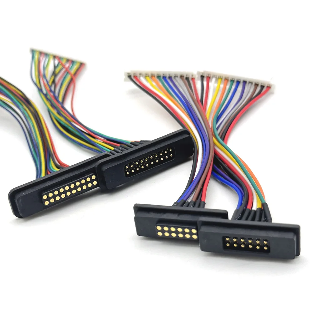 1 زوج 12Pin 20Pin تيار مستمر المغناطيسي بوجو دبوس موصل 2A Pogopin ذكر أنثى مع كابل الربيع تحميل تيار مستمر مقبس الطاقة مع محطات