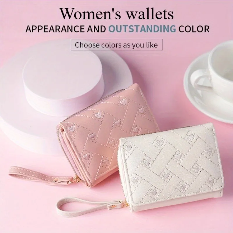 

Women's Short Embroidered Wallet Zipper Buckle Large Capacity Card Bag Versatile Fashion Simple