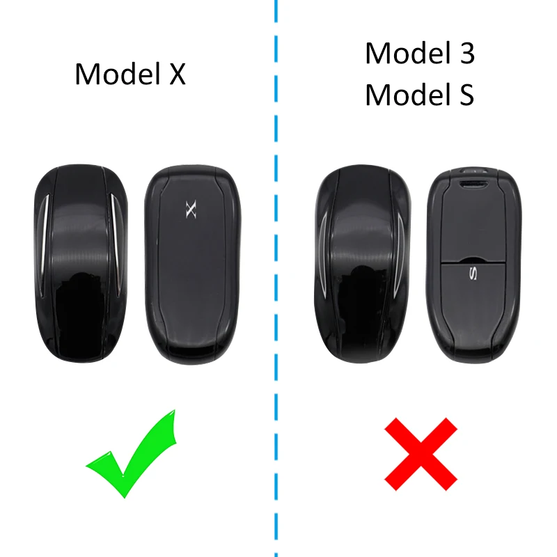For Tesla Model X 2016-2026 Metal Leather Car Key Fob Cover Case Keychain Keyring Accessories