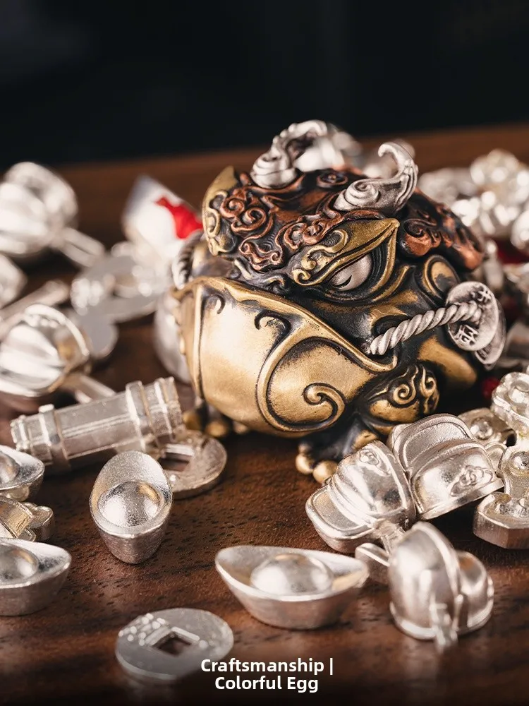 Four Happiness  Color Eggs | Original Chinese Style Jewelry Accessories Silver Treasure Five Emperor Coins Desktop Ornaments
