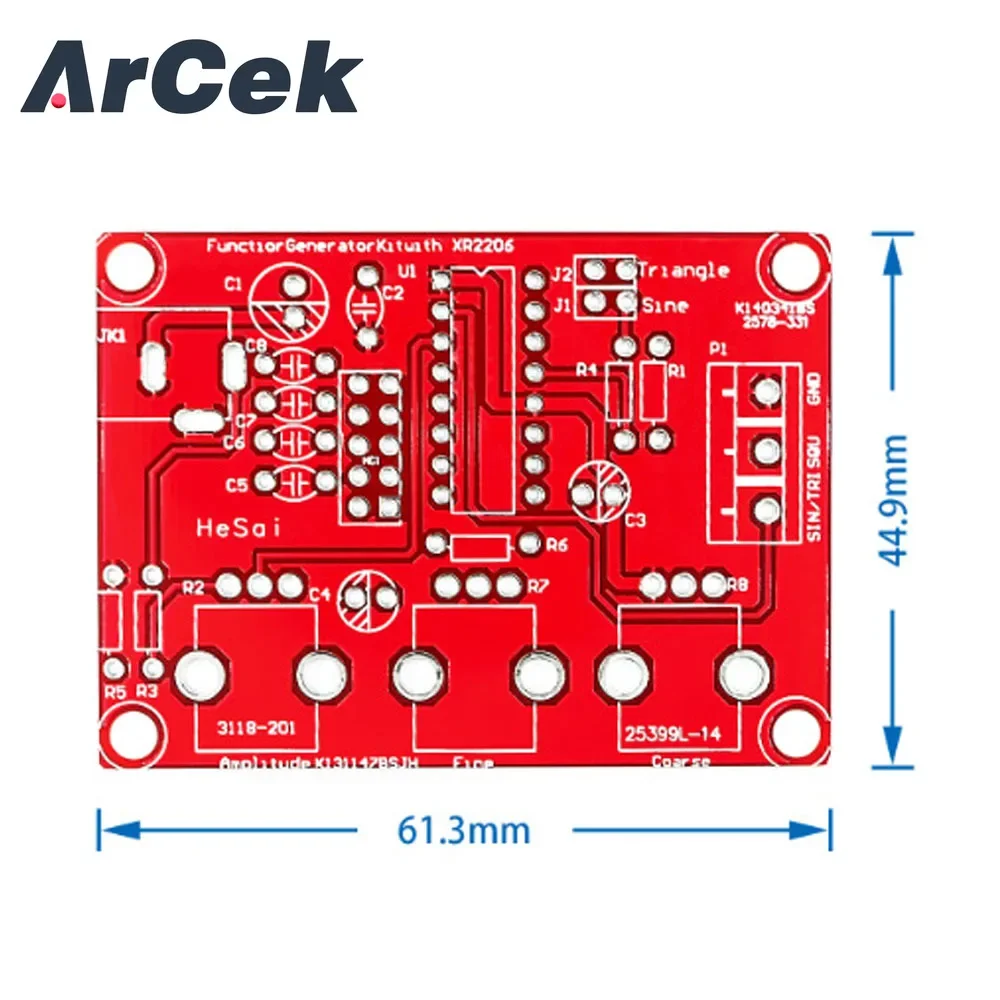 XR2206 Signal Generator Producer Function Generator Board DIY Kit Module Sine Triangle Square Output 1HZ-1MHZ + Case