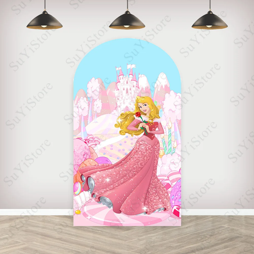 Disney Princess Arch Photography Backdrop Kids Birthday Party Decoration Wall Photo Background Booth Props