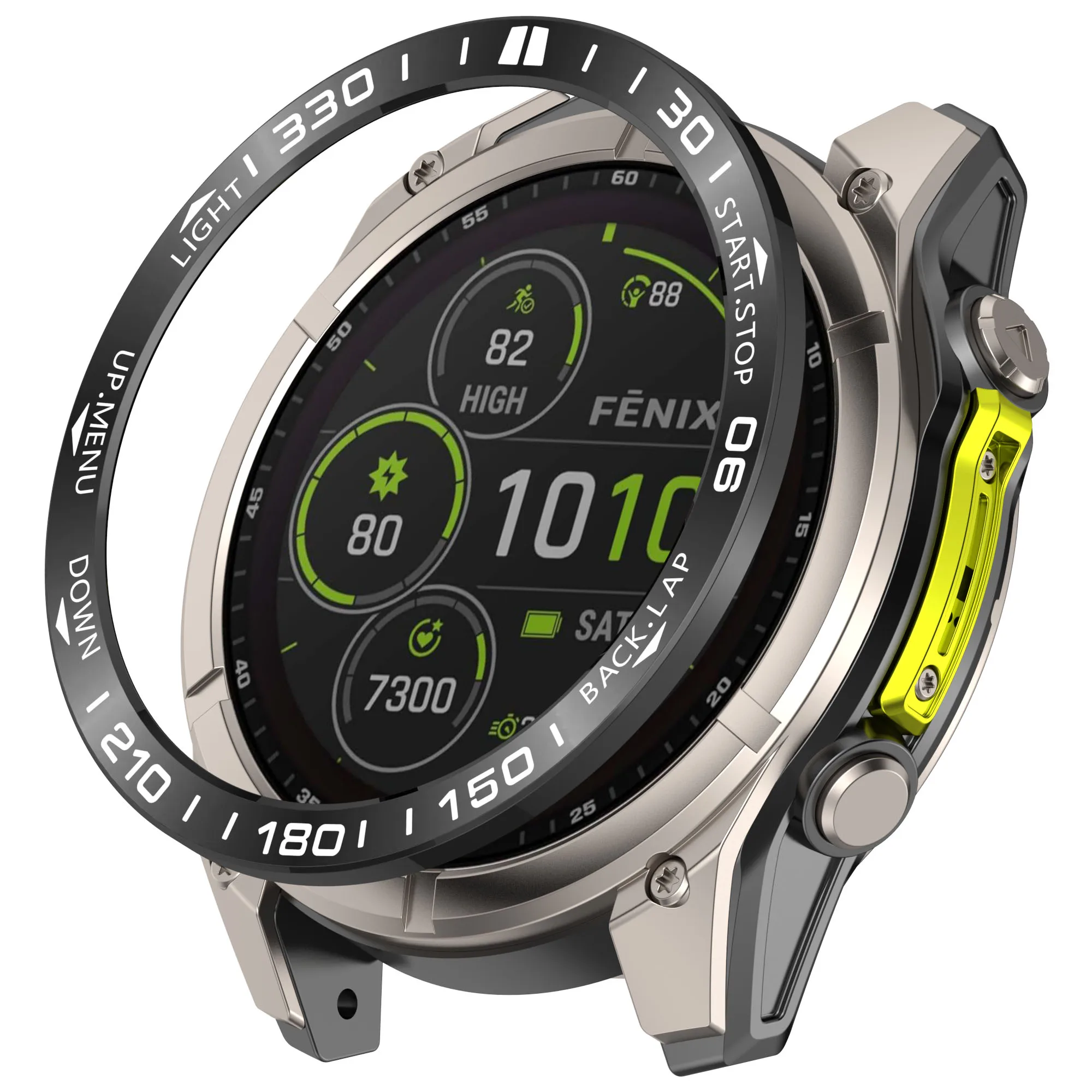 

Для Garmin Fenix 8 43 мм AMOLED версия, безель из нержавеющей стали, устойчивое к царапинам защитное кольцо - черный + белый