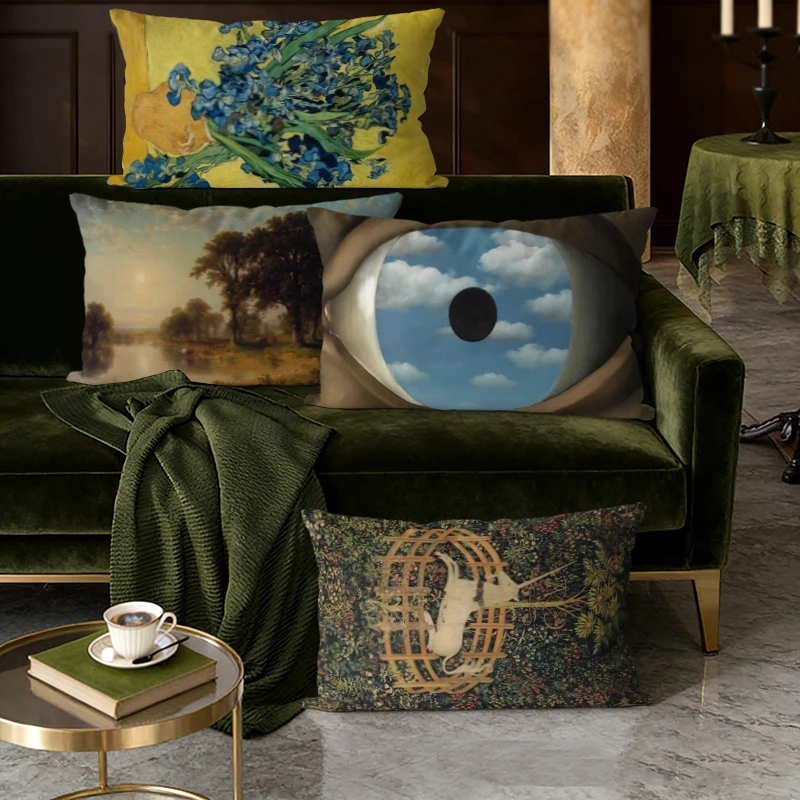 Kunstdruck-Dekokissenbezüge, geeignet für Sofa, Schlafzimmer, Auto, Kissenbezug, rechteckiges Rückenkissen