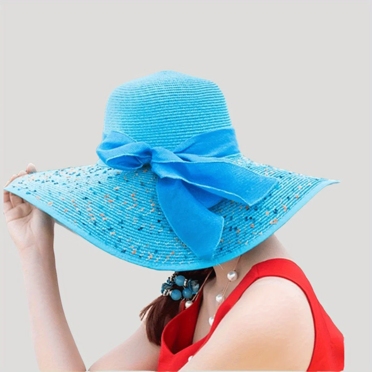 

Big Brim Foldable Straw Sun Hat Korean Fashion Beach Hat for Women UPF Sun Protection Wide Brimmed Summer Cap