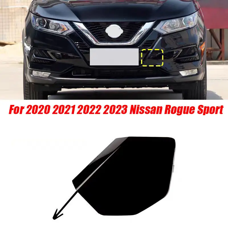 

Black Front Bumper Tow Hook Eye Cover Cap For 2020 2022 2023 Nissan Rogue Sport