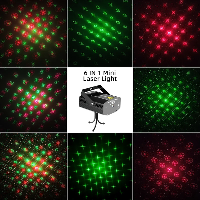 6 IN 1 Mini LED Stage Lights Portable DJ Disco Party Projector Light KTV Lamp Laser Lights For Christmas Wedding Birthday Party