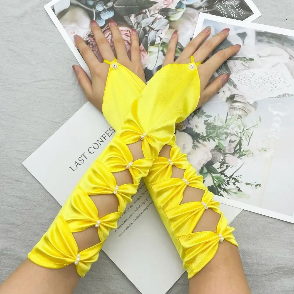 

Arm Warmer Party Formal Gloves Hollow Bridal Gloves Women Long Gloves Korean Style Long Finger Mittens Full Finger Gloves
