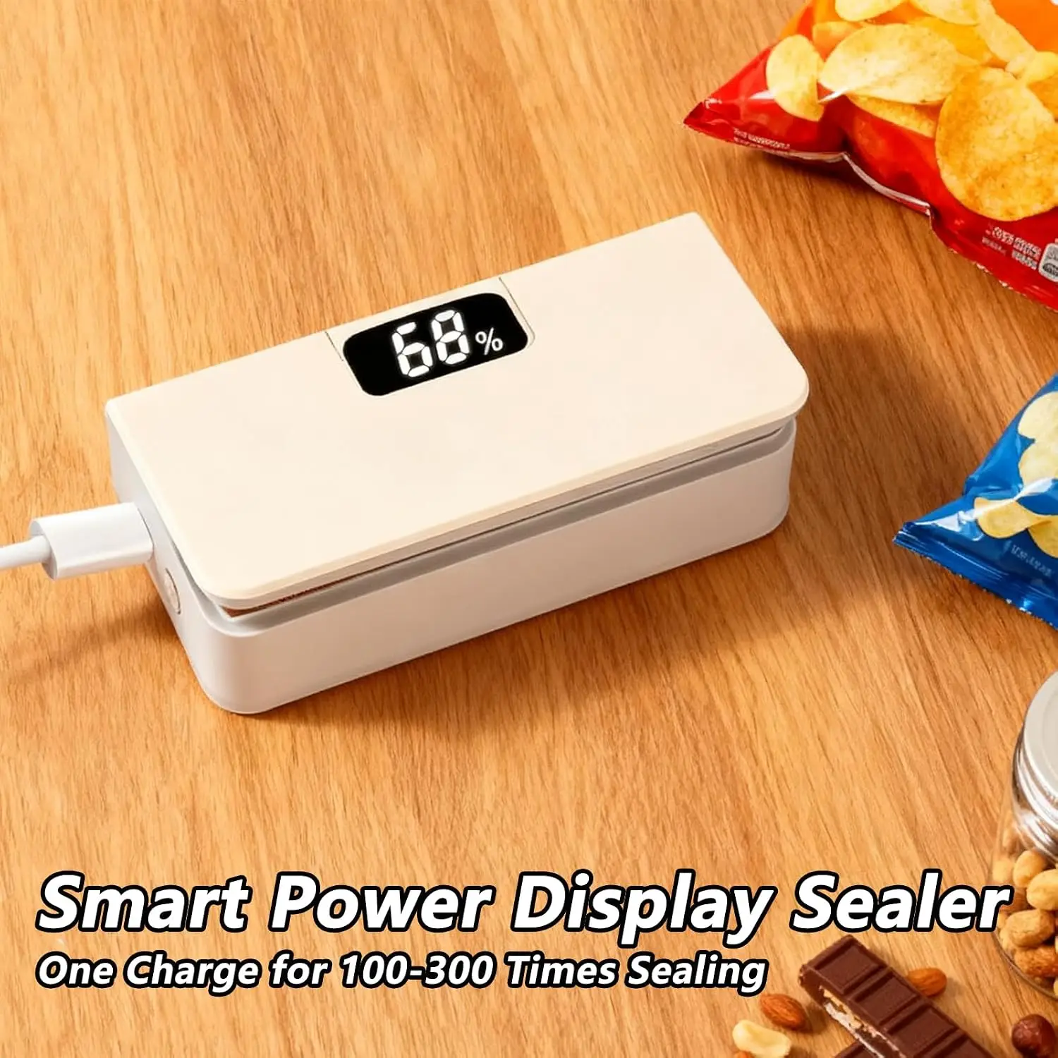 2026 New Upgrade Mini Bag Sealer,Rechargeable Sealer Machine With LED Power Display,Heat Sealer And Cutter With 6 Adjustable Gea