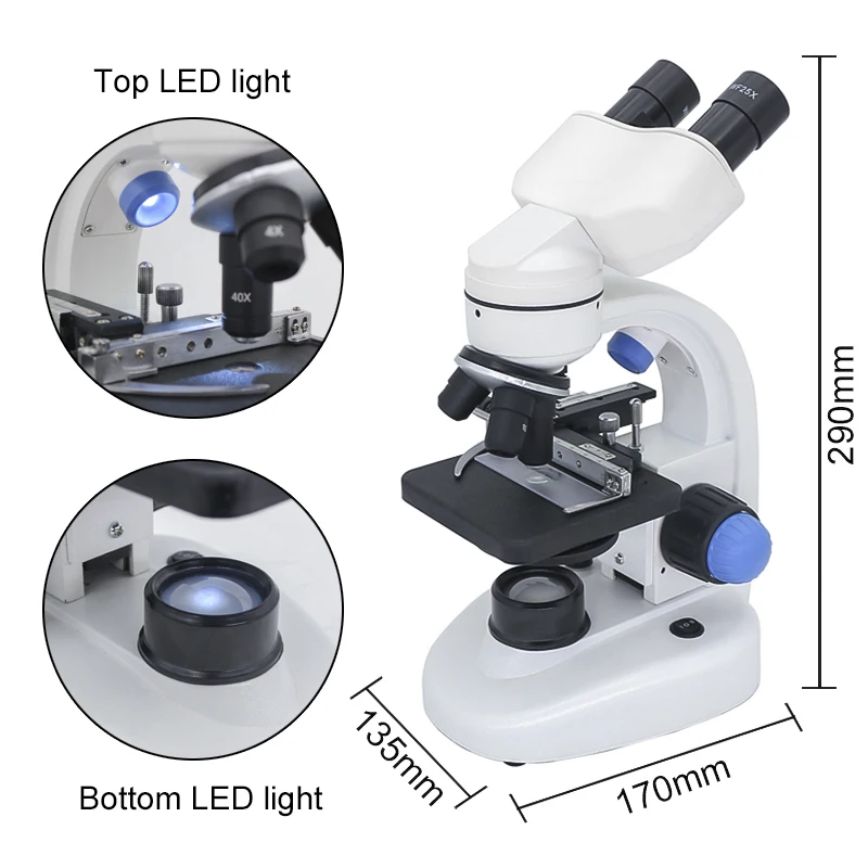 Imagem -02 - Microscópio Biológico com Câmera Digital Grande-campo Ocular 40x2000x Zoom Binocular Microscópios Ajustável Iluminação Led