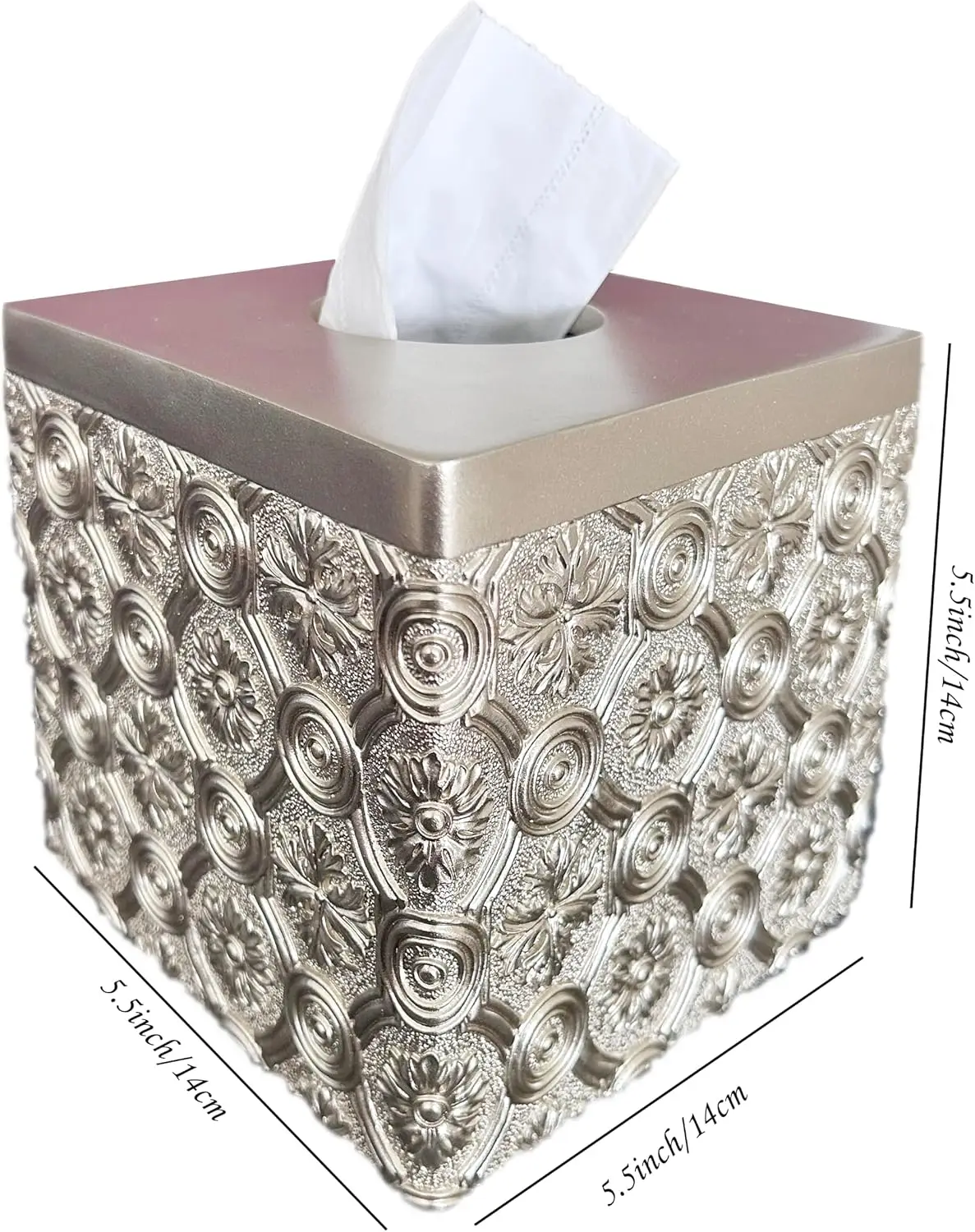 Square Tissue Box Cover Holder for Bathroom Decor, Modern Resin Design with Easy Refill Bottom for Counter Top - view 2