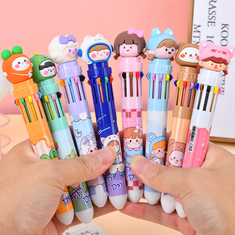 1pcs Creative Cartoon Ballpoint Pens 10 Colors Rabbit Bear Astronaut Shape Pens Cute High Color Value Gift Scool Supples For Kid